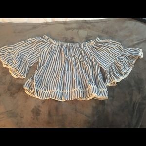 Blue white striped halter top